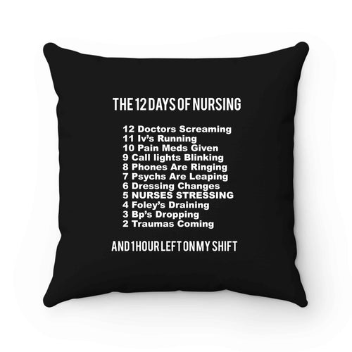 12 Days Of Nursing Funny Student Nurse Gift Nurse Christmas Pillow Case Cover