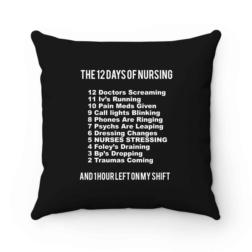 12 Days Of Nursing Funny Student Nurse Gift Nurse Christmas Pillow Case Cover