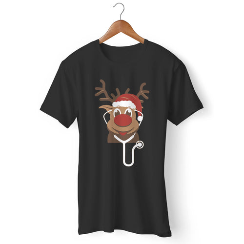 Cute Red Nose Reindeer Nurse Christmas Man's T-Shirt