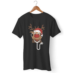 Cute Red Nose Reindeer Nurse Christmas Man's T-Shirt