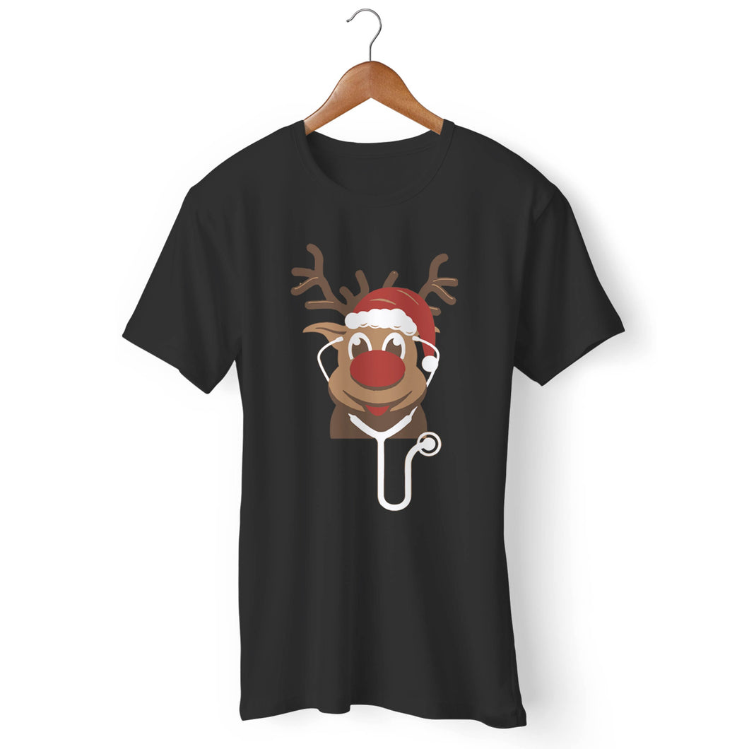 Cute Red Nose Reindeer Nurse Christmas Man's T-Shirt